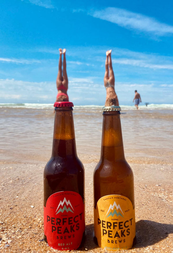 Autumn Beach Scene handstands into beer bottles